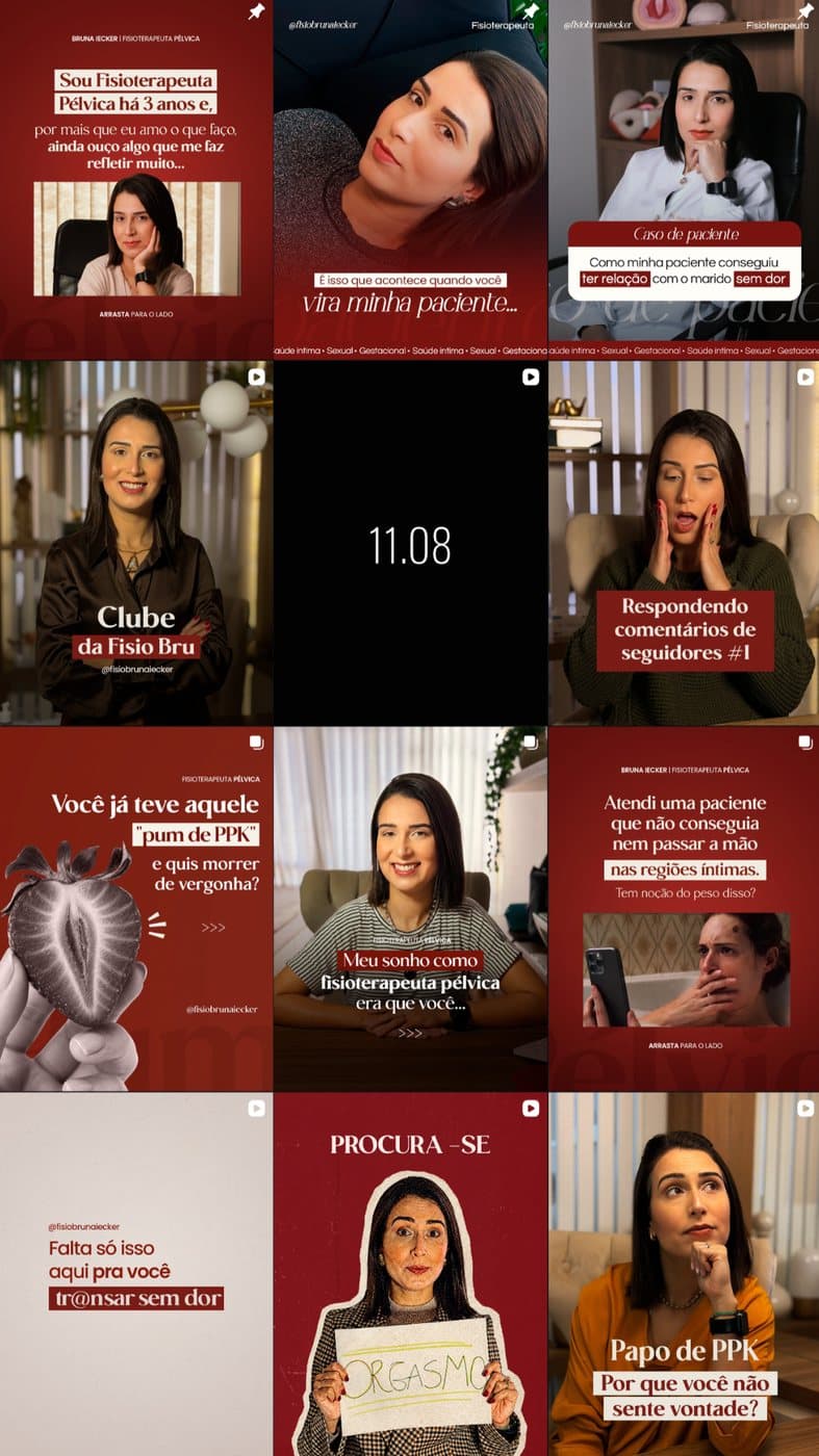 Feed do Instagram da marca FisioBru, cuidado pela Boss Marketing