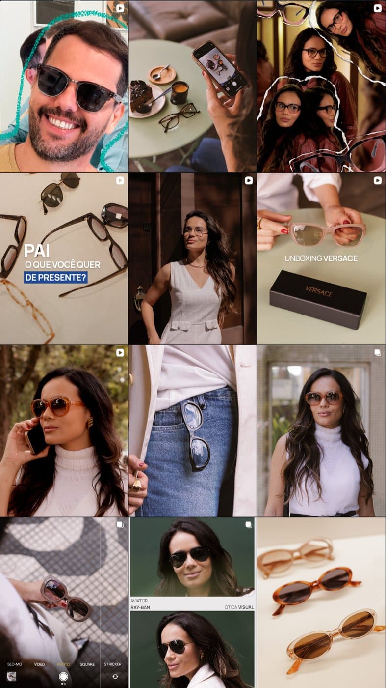 Feed do Instagram da marca Ótica Visual, cuidado pela Boss Marketing