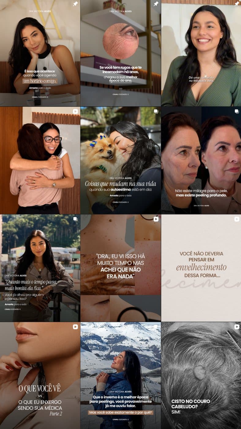Feed do Instagram da marca Dra. Victória Alves, cuidado pela Boss Marketing